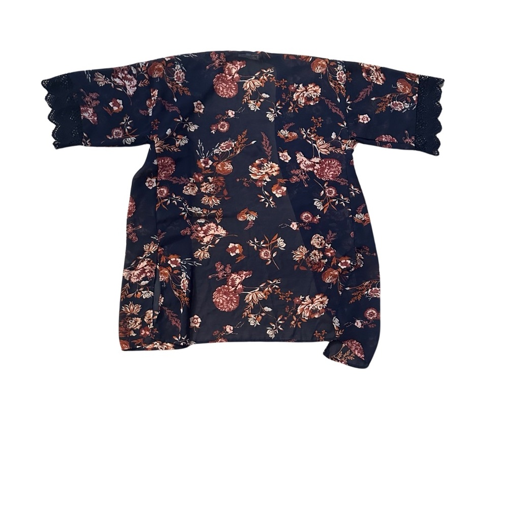𝅺wallflower sheer floral cardigan navy size small - Picture 2 of 5